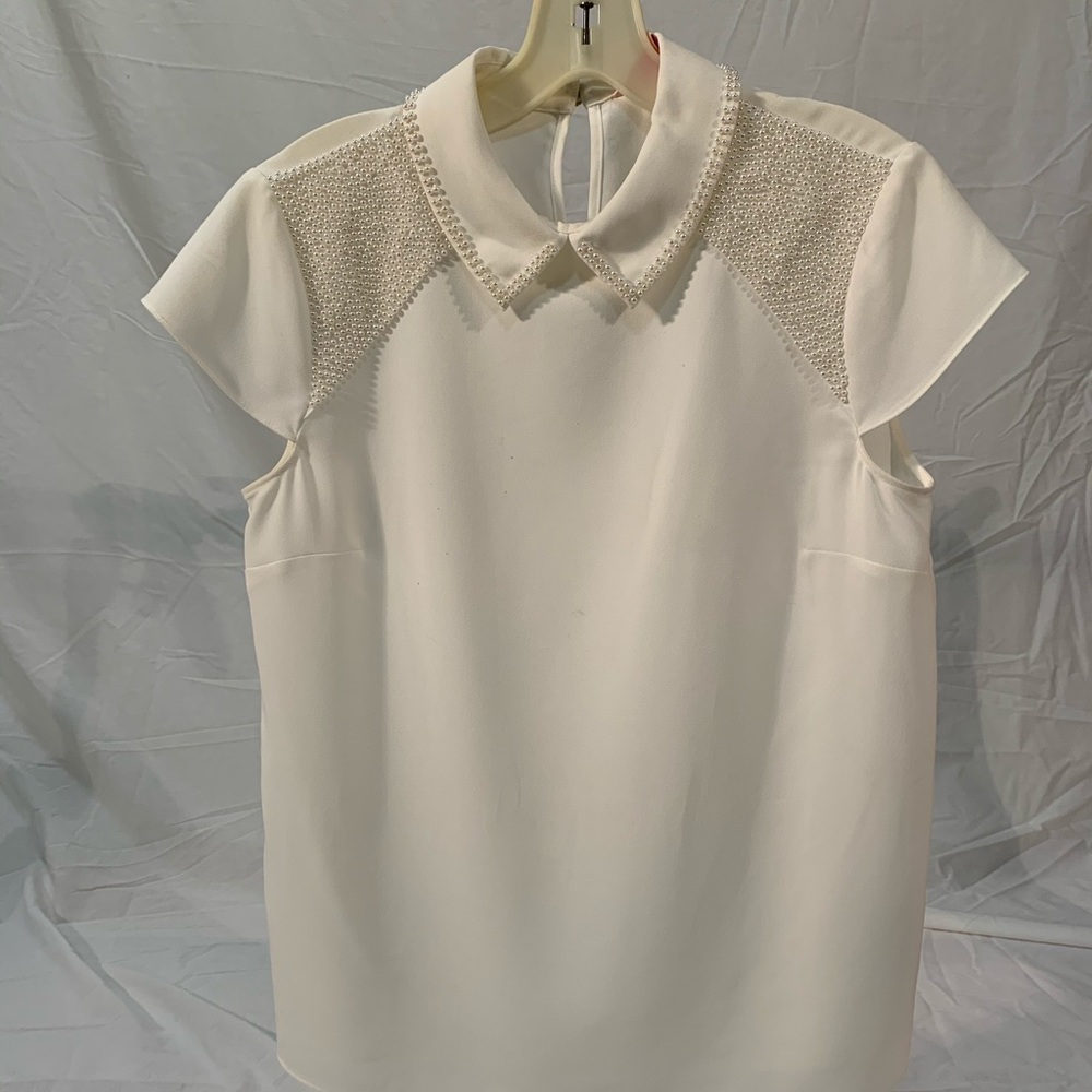 White Ted Baker blouse with pearls